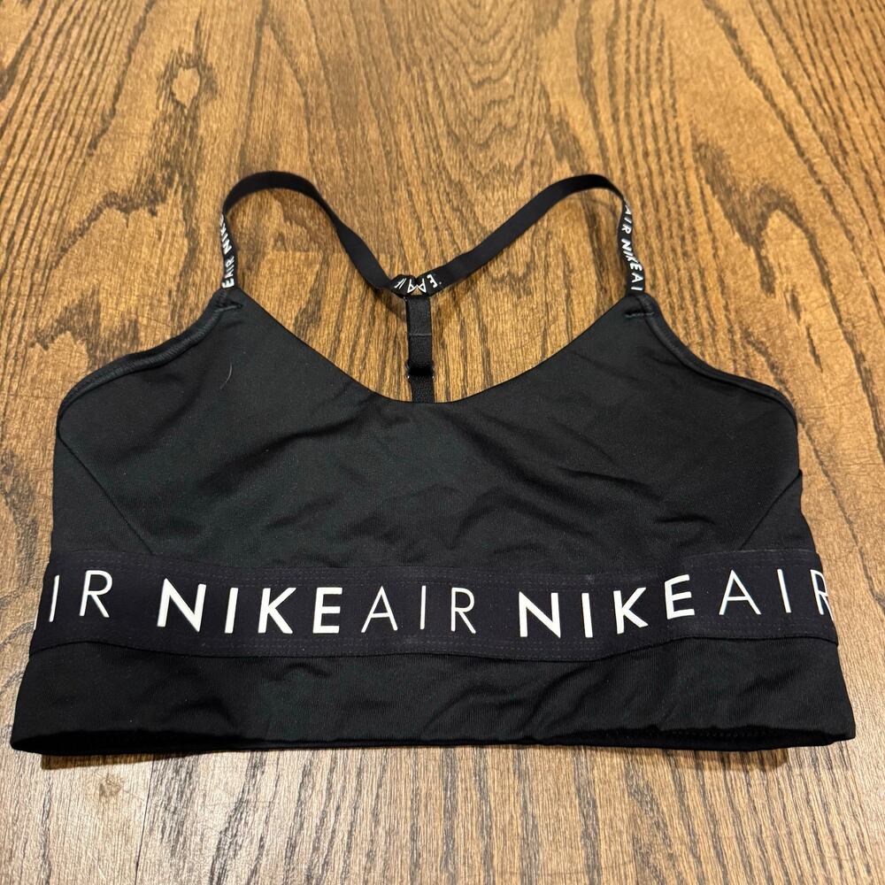Nike Air Women Indy Dry Fit Sports Bra Black White Size Small Low Impact Support